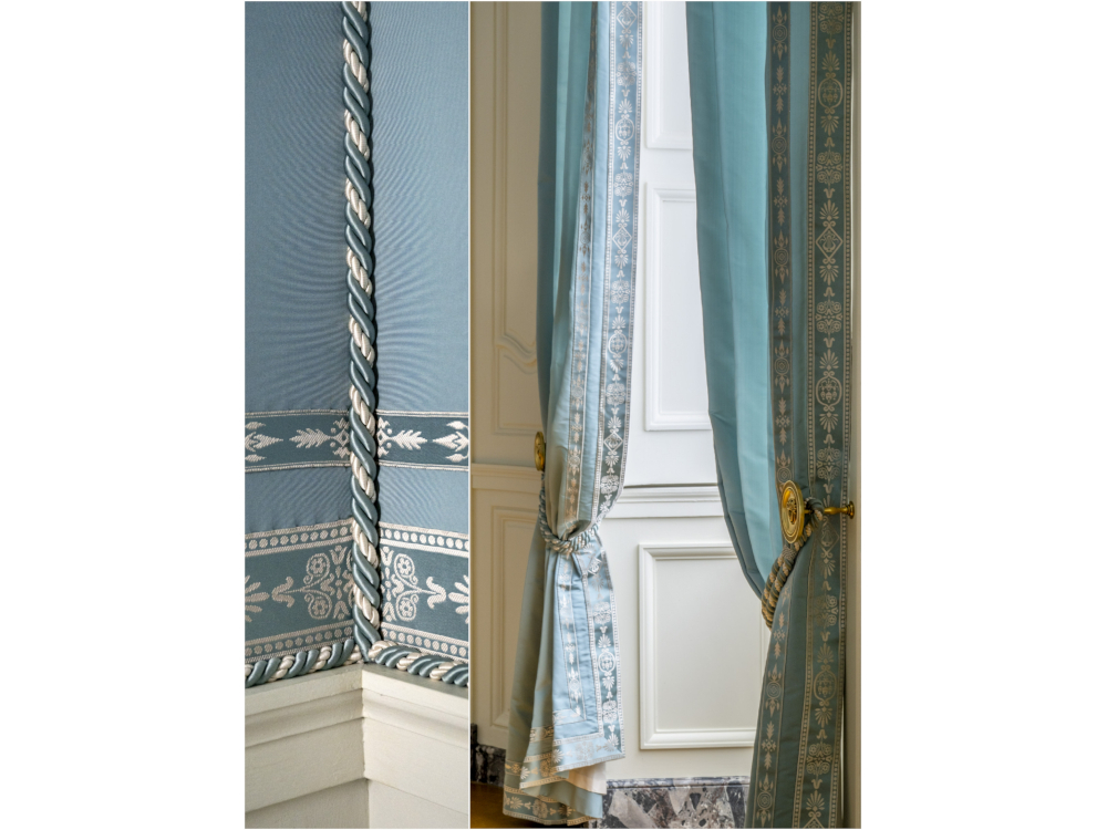Les passementeries Declercq habillent la chambre de l'Empereur au ch&acirc;teau de Rambouillet. Tapissier : Atelier Phelippeau.