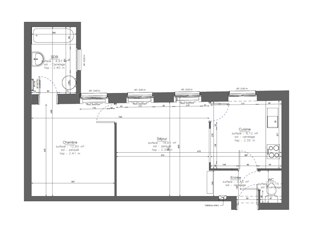 Plan de l'appartement avant la rénovation