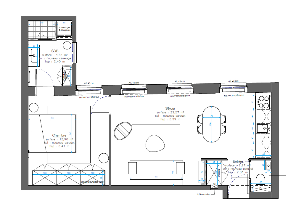 Plan de l'appartement après la rénovation