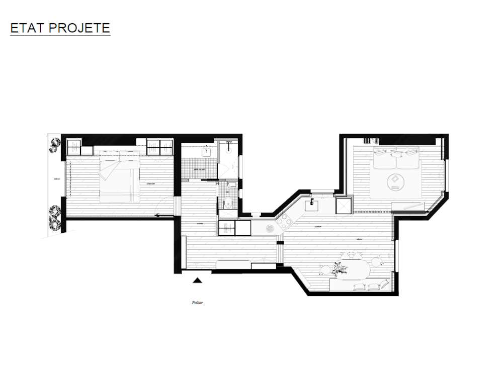 Plan de l'appartement après les travaux