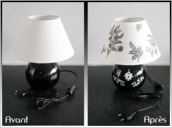 Une lampe relookée grâce à des collages 